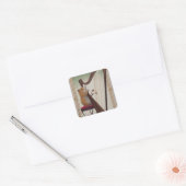 Hamster Harpist – Mini Musical Illustration Vierkante Sticker (Envelop)