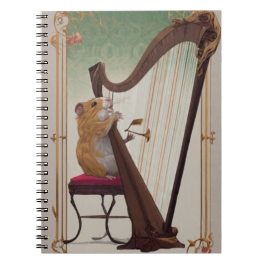 Hamster Harpist Notebook – Elegant Music Notitieboek (Voorkant)