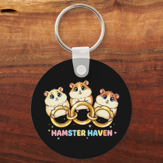 Hamster Haven Cute Ring Design Sleutelhanger (Voorkant)