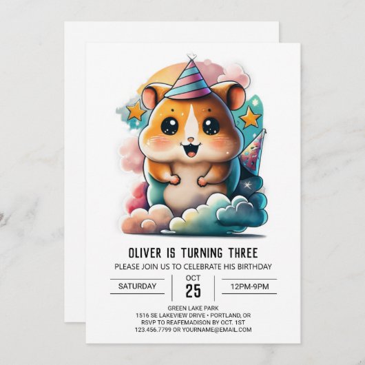 Hamster Haven Verjaardag Kaart (Voorkant / Achterkant)