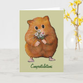 Hamster Holding Daisies: Algemene Gefeliciteerd Kaart (Gele Bloem)