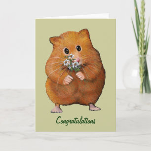 Hamster Holding Daisies: Algemene Gefeliciteerd Kaart