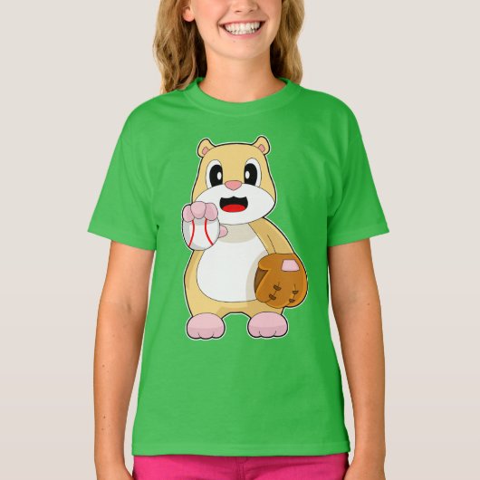 Hamster honkbal honkhandschoen t-shirt (Voorkant)