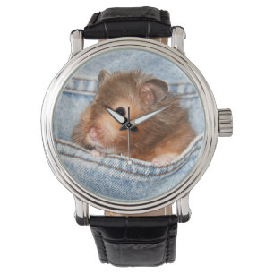Hamster in blauwe jeans horloge
