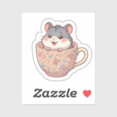 Hamster in bloemenkopje Sticker (Vel)