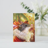 Hamster in een kerstsok realistisch schilderij feestdagenkaart (Staand voorkant)