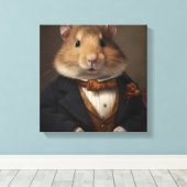 Hamster in een pak | Dierenkunst | Dier in een pak Canvas Afdruk (Insitu (Houten vloer))