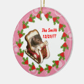 Hamster in een slede keramisch ornament (Links)