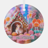 Hamster in het Gingerbread House Glas Ornament (Voorkant)