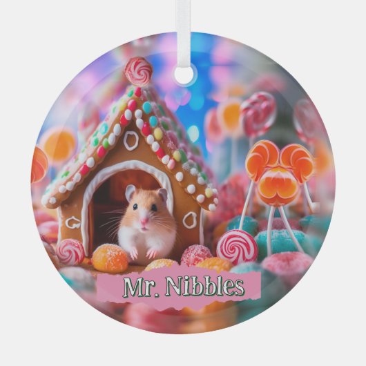 Hamster in het Gingerbread House Glas Ornament (Voorkant)