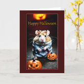 Hamster in kostuum Halloween Kaart (Gele Bloem)