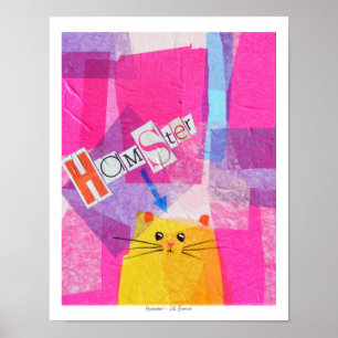 Hamster. in roze poster