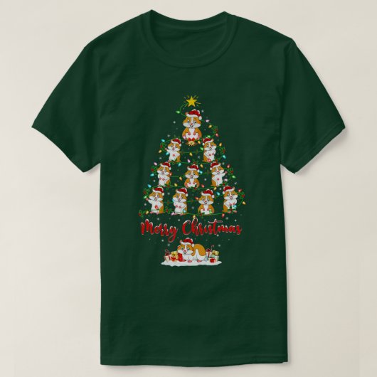 Hamster kerstboom Lights Funny Hamster Xmas T T-shirt (Design voorkant)