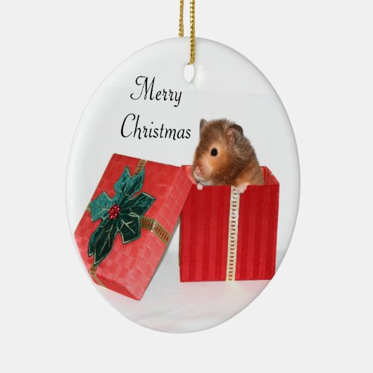 Hamster kerstcadeau keramisch ornament (Rechts)