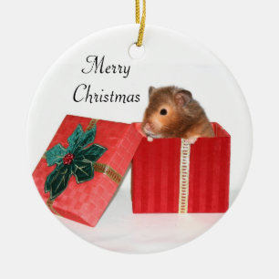 Hamster kerstcadeau keramisch ornament