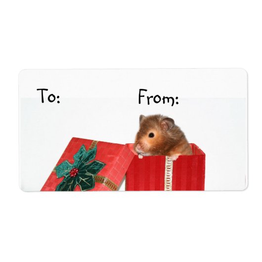 Hamster kerstcadeau-label etiket (Voorkant)