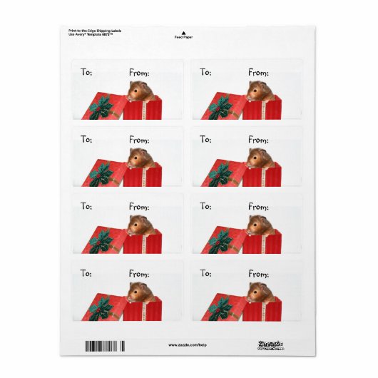 Hamster kerstcadeau-label etiket (Full Sheet)