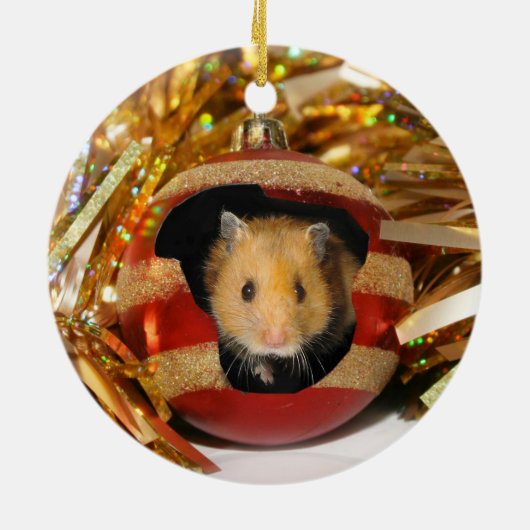 Hamster Kerstmis Keramisch Ornament (Achterkant)