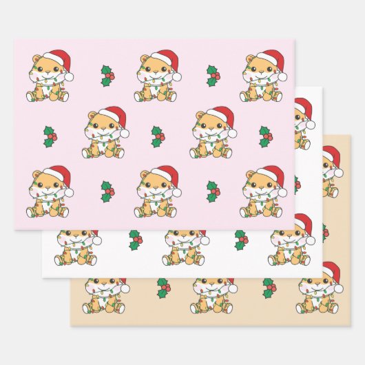 Hamster Kerstmis Winter Dieren Vakantie Hamsters Inpakpapier Vel (Set)