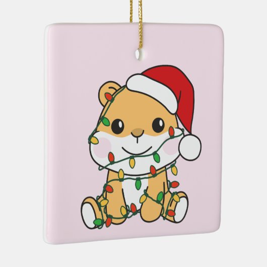 Hamster Kerstmis Winter Dieren Vakantie Hamsters Keramisch Ornament (Rechts)