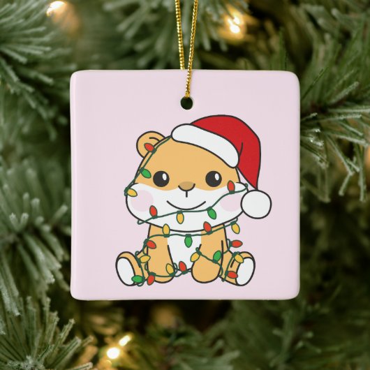 Hamster Kerstmis Winter Dieren Vakantie Hamsters Keramisch Ornament (Boom)