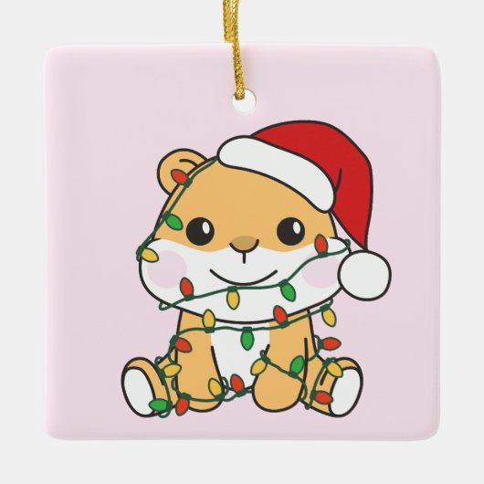 Hamster Kerstmis Winter Dieren Vakantie Hamsters Keramisch Ornament (Voorkant)