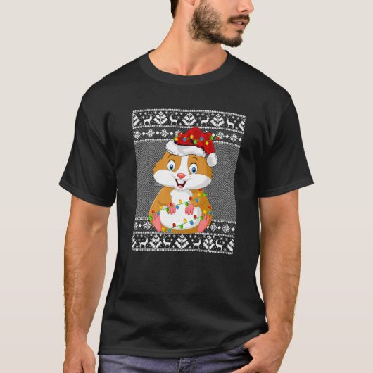 Hamster Kerstverlichting Matching Santa Ugly Sweat T-shirt (Voorkant)