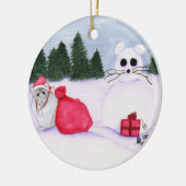 Hamster Kerstversiering Keramisch Ornament (Links)