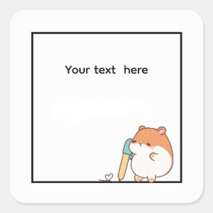 Hamster, knuffel hamster thema vierkante sticker