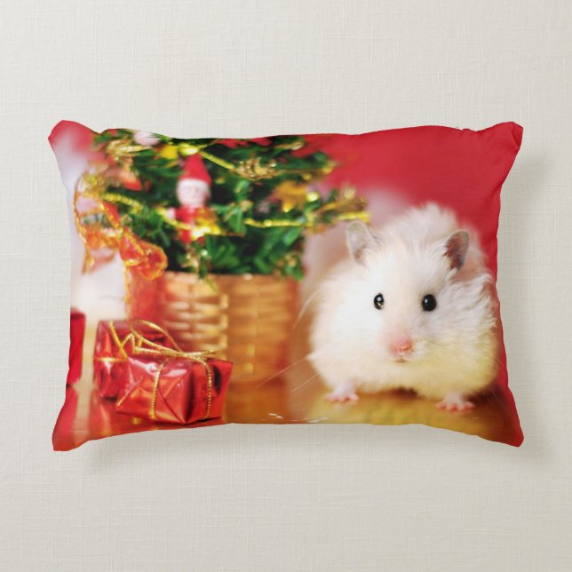 Hamster Kokolinka met kerstboom Decoratief Kussen (Voorkant)