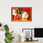 Hamster Kokolinka met kerstboom Poster (Thuiskantoor)