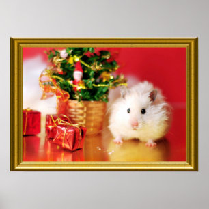Hamster Kokolinka met kerstboom Poster