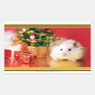 Hamster Kokolinka met kerstboom Rechthoekige Sticker