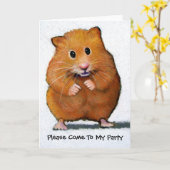 Hamster, kom alsjeblieft naar mijn feestje kaart (Gele Bloem)