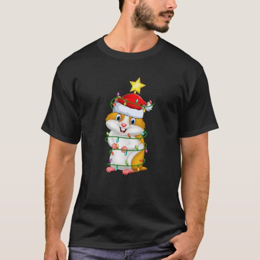 Hamster Lighting Xmas Tree Matching Hamster Christ T-shirt (Voorkant)