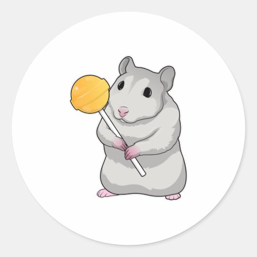 Hamster Lollipop Ronde Sticker (Voorkant)