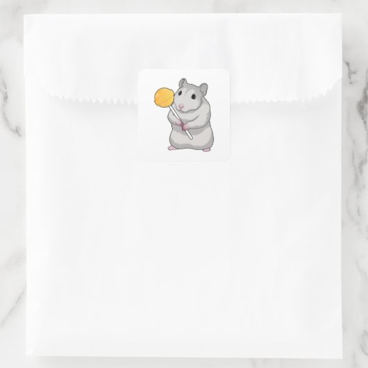 Hamster Lollipop Vierkante Sticker (Tas)