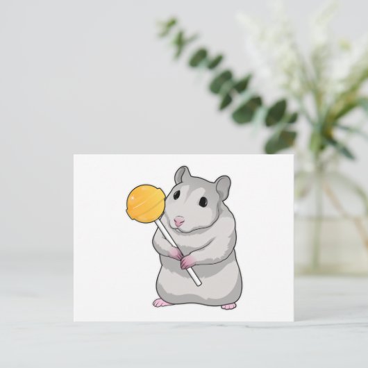 Hamster Lollypop Briefkaart (Staand voorkant)