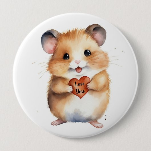 Hamster Love You Knop Ronde Button 4,0 Cm (Voorkant)