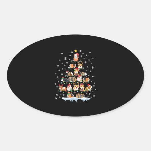 Hamster Lover met kerstbomen Ovale Sticker (Voorkant)