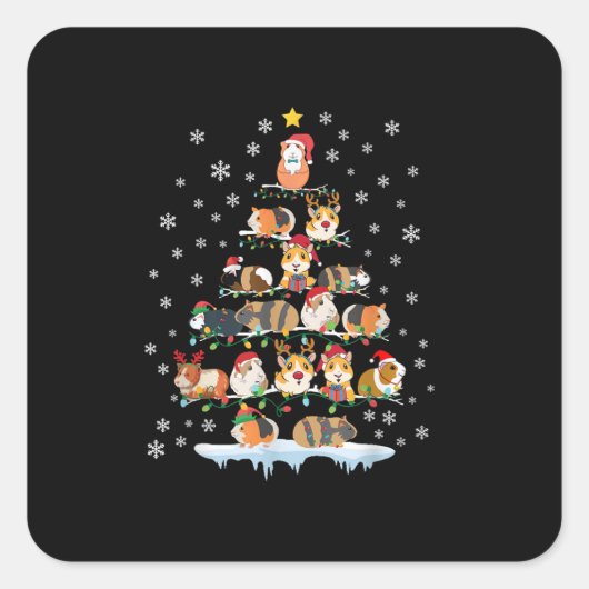 Hamster Lover met kerstbomen Vierkante Sticker (Voorkant)