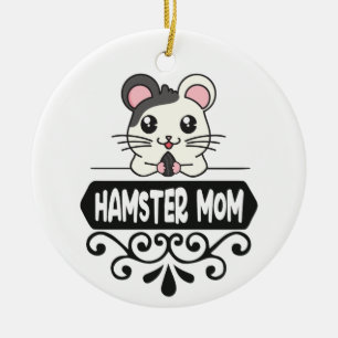 Hamster mama dierenvrienden schattig gepersonalise keramisch ornament
