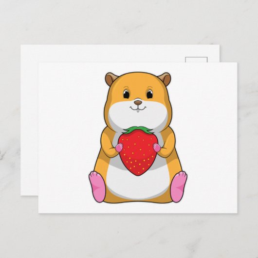Hamster met Aardbei Briefkaart (Voorkant / Achterkant)