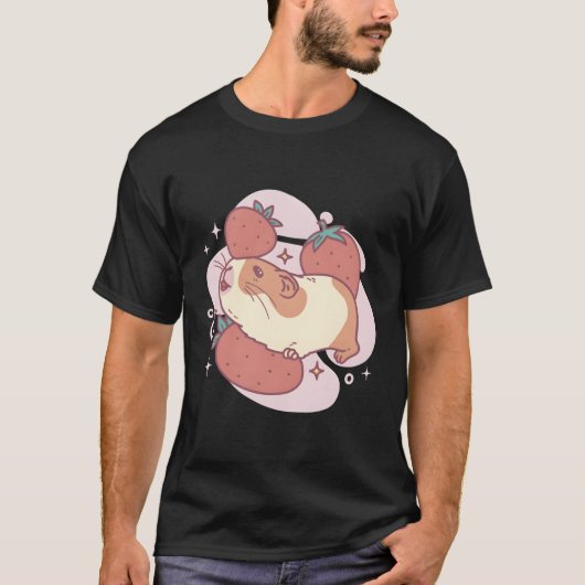 Hamster met aardbeien Comic voor T-shirt (Voorkant)