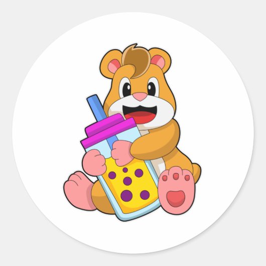 Hamster met Baby flesje Juice Ronde Sticker (Voorkant)