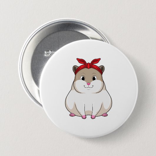 Hamster met Bandana Ronde Button 7,6 Cm (Voorkant /achterkant)