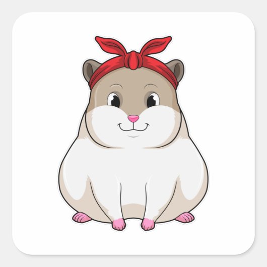 Hamster met Bandana Vierkante Sticker (Voorkant)