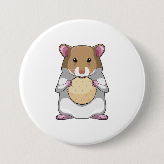 Hamster met Biscuit Ronde Button 7,6 Cm (Voorkant)