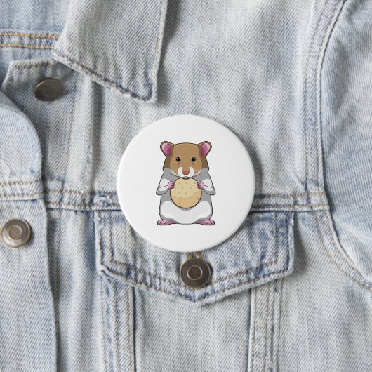 Hamster met Biscuit Ronde Button 7,6 Cm (In situ)