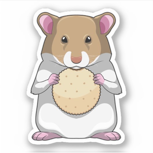 Hamster met Biscuit Sticker (Voorkant)